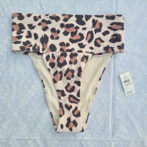 Aerie Hi-Rise Waist Skinny Bikini Bottom - Beige Leopard Print - Size XXS